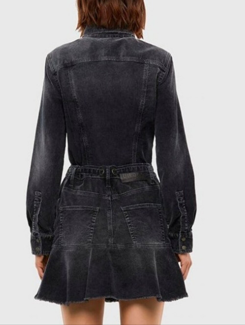 Diesel Black Gray Corduroy Button-Up Jacket Size Xs